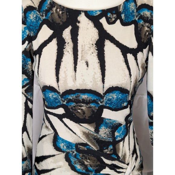 Joseph Ribkoff Abstract Artsy Twist Knot Front Long Sleeve Sheath Dress 8 - Picture 4 of 10